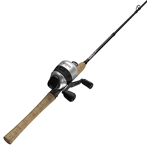 Zebco 33 Cork Spincast Reel and Fishing Rod Combo, 6-Foot 2-Piece Graphite Rod with Cork Handle, Quickset Anti-Reverse Fishing Reel with Bite Alert, Silver