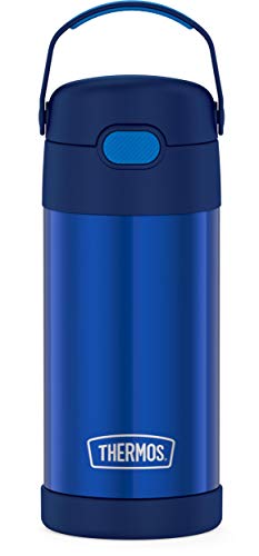 THERMOS FUNTAINER 12 Ounce Stainless Steel Vacuum Insulated Kids Straw Bottle, Blue