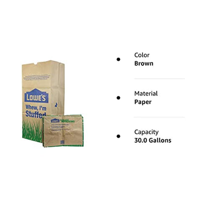 Lowe's 30 Gallon Heavy Duty Brown Paper Lawn and Refuse Bags for Home and Garden (10 Count), Large (LOWESLL)