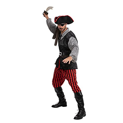 Spooktacular Creations Adult Men Pirate Costume for Halloween, Costume Party, Trick or Treating, Cosplay Party (Large)