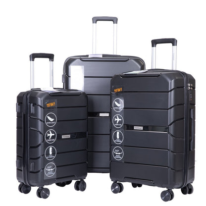 3 Piece Luggage Set Hardshell Lightweight Suitcase with TSA Lock Spinner Wheels 20In24In28In.(Black)