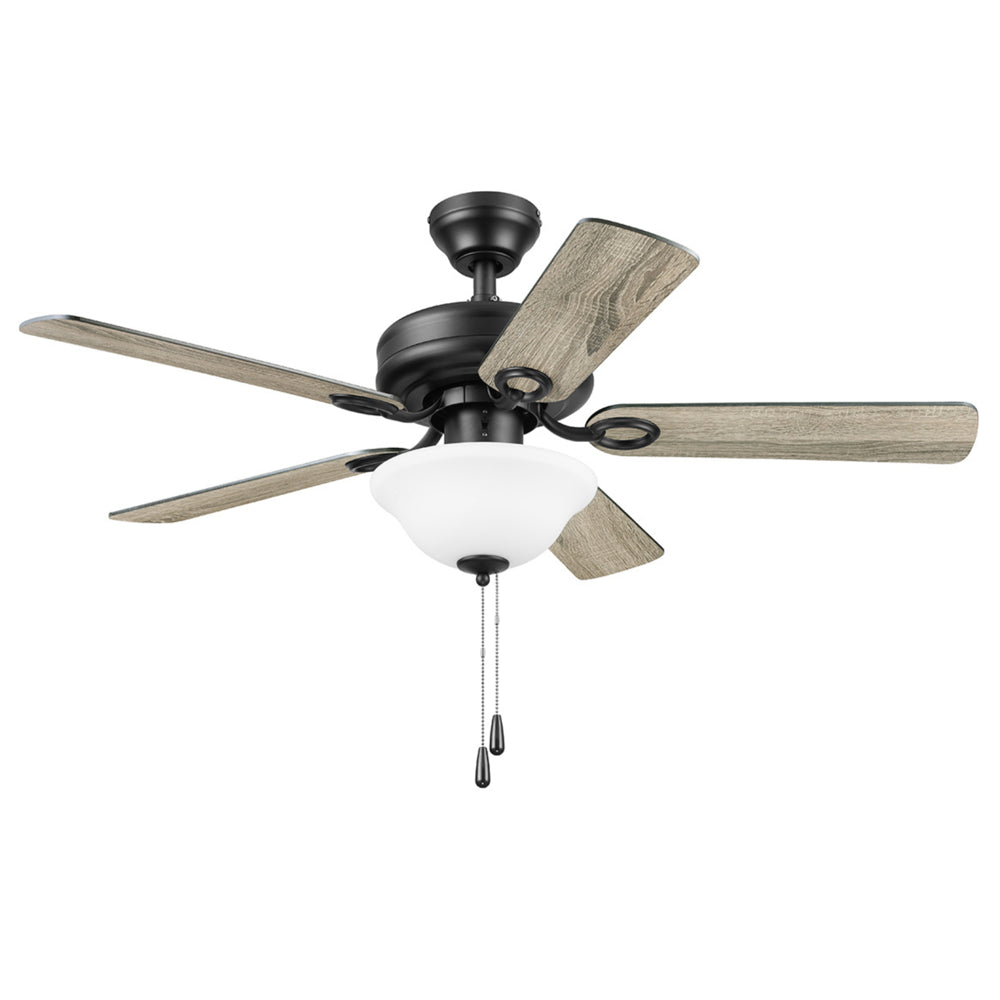 Mainstays 44" Black Traditional LED Ceiling Fan with 5 Blades, Light Kit, Pull Chains & Reverse Airflow