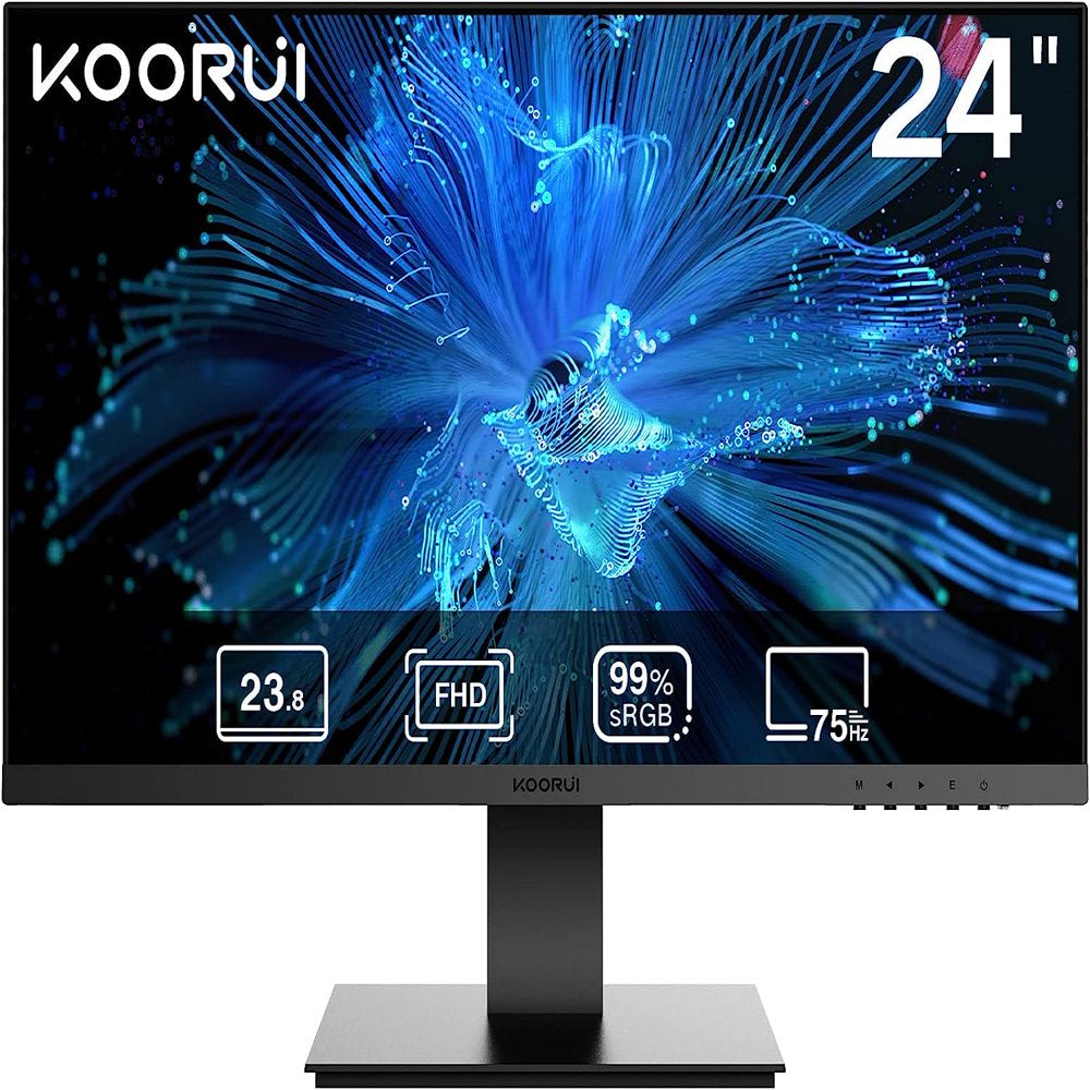 KOORUI 24 inch FHD Business Computer Monitor,1920x1080p 75Hz 6ms 99% sRGB 3000:1 Contrast 3-Side Borderless, Black