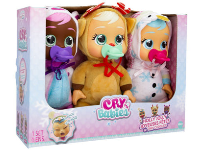 Cry Babies Tiny Cuddles Holly Jolly Edition 3pk 9-inch Baby Dolls. Ages 18+ Months