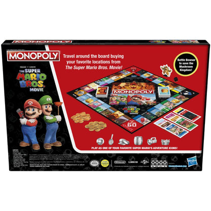 Monopoly the Super Mario Bros. Movie Edition Kids Board Game, Includes Bowser Token