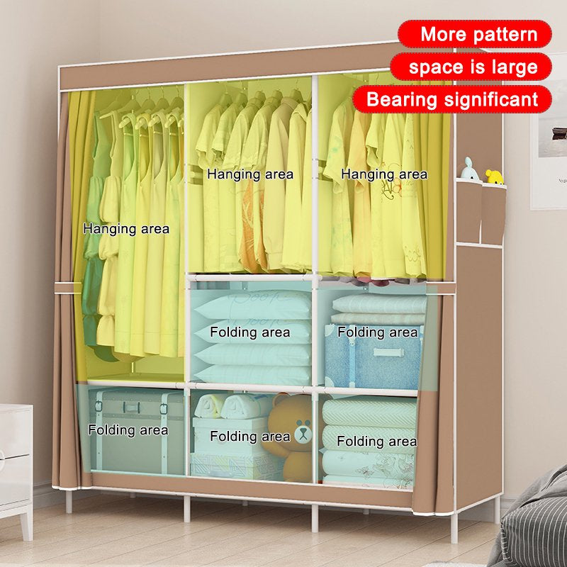 Clothes Organizer with 3 Hanging Rod Closet Organizer with Shelf Portable Closet with Cover Clothes Rack Standing Closet Clothes Storage Wardrobe Garment Cabinet 50x17x67inch