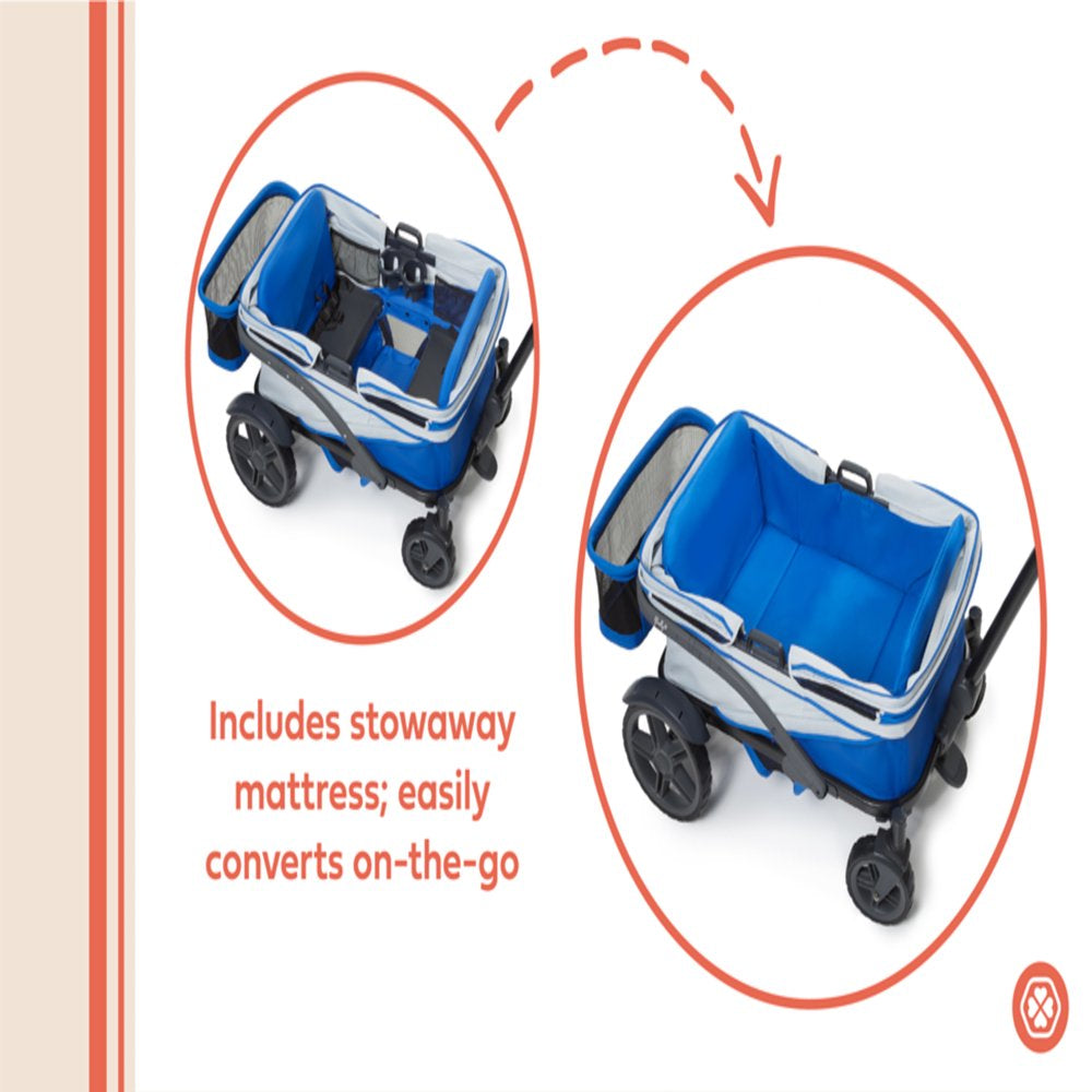 Gladly Family Anthem4 All-Terrain 4-Seater Wagon Stroller, Rugged Wheels, Canopy, Foldable, Sand & Sea