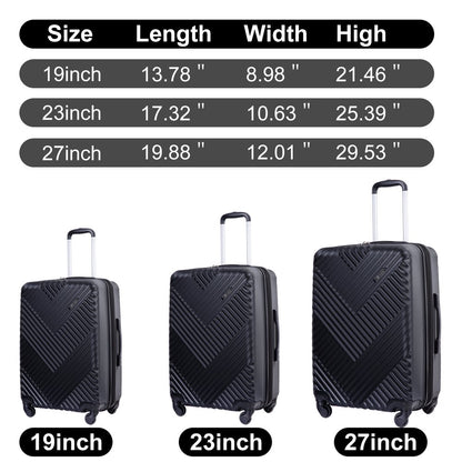 3 Piece Luggage Set Hardshell Expandable Lightweight Suitcase with TSA Lock Spinner Wheels 20In24In28In.(Black)