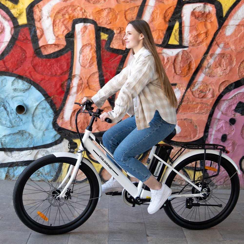 COLORWAY 26" Electric Bike for Woman, 36V 8.4AH Removable Battery E Bike, 500W Powerful Motor, Max.Speed 19.9MPH Electric Bicycle