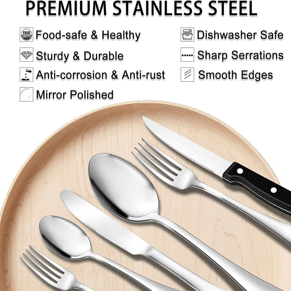 48-Pieces Silverware Set Stainless Steel Flatware Cutlery Utensil Set Spoons