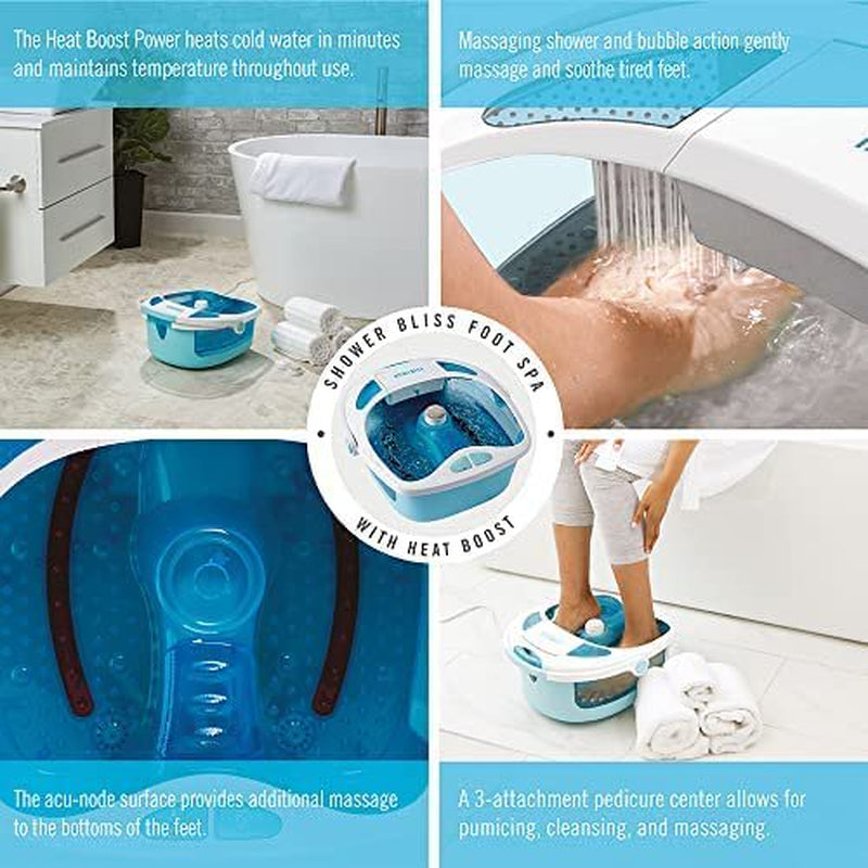 Homedics Shower Bliss Footspa with Massaging Water Jets, 3 Attachments and Toe-Touch Controls, FB-625