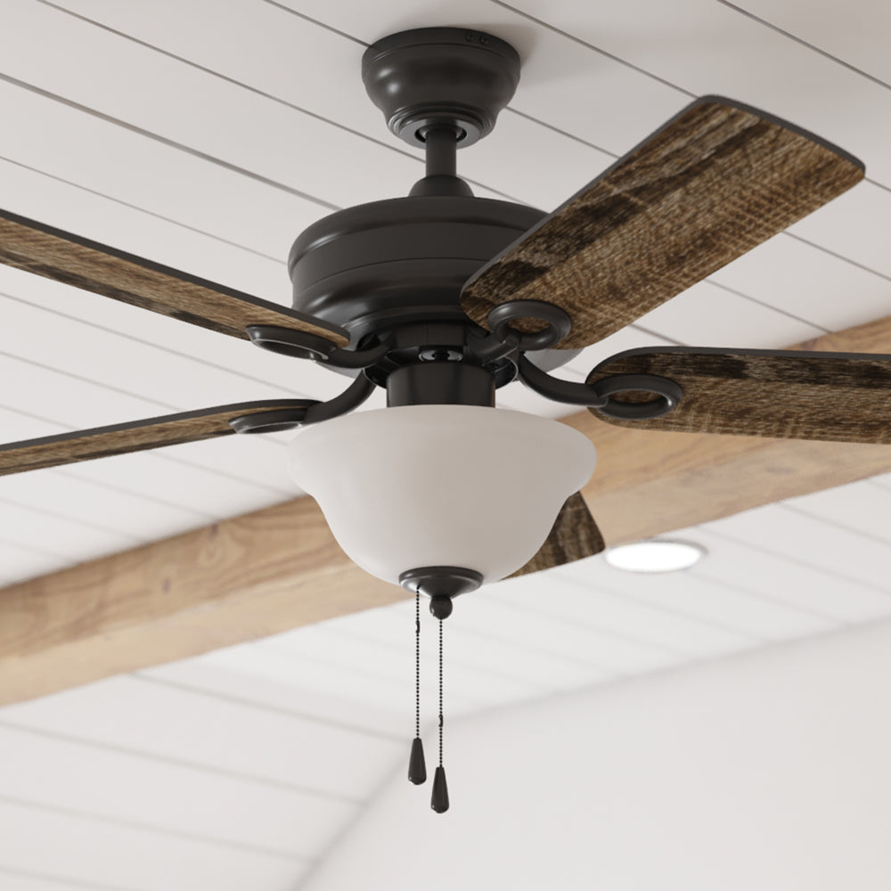 Mainstays 44" Black Traditional LED Ceiling Fan with 5 Blades, Light Kit, Pull Chains & Reverse Airflow