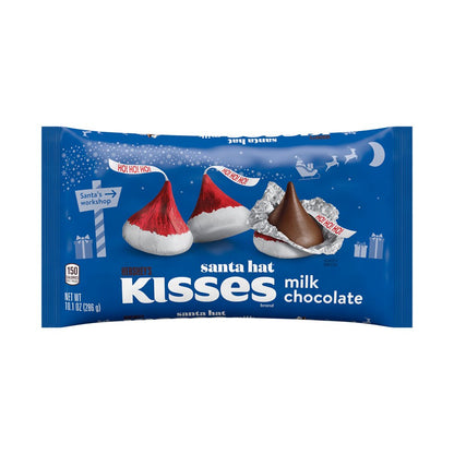 Hershey's Kisses Milk Chocolate Santa Hat Christmas Candy, Bag 10.1 oz