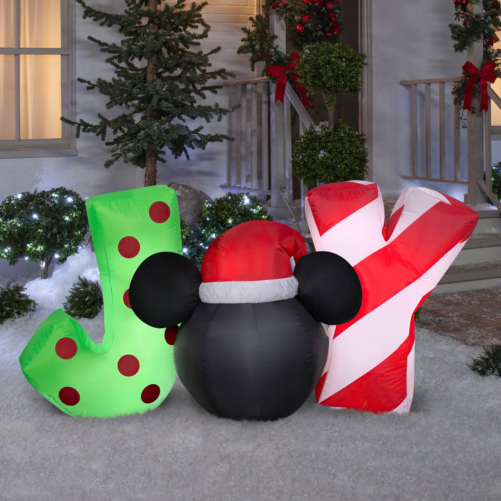 5' Gemmy Airblown Inflatable Christmas Mickey Mouse Head JOY Sign