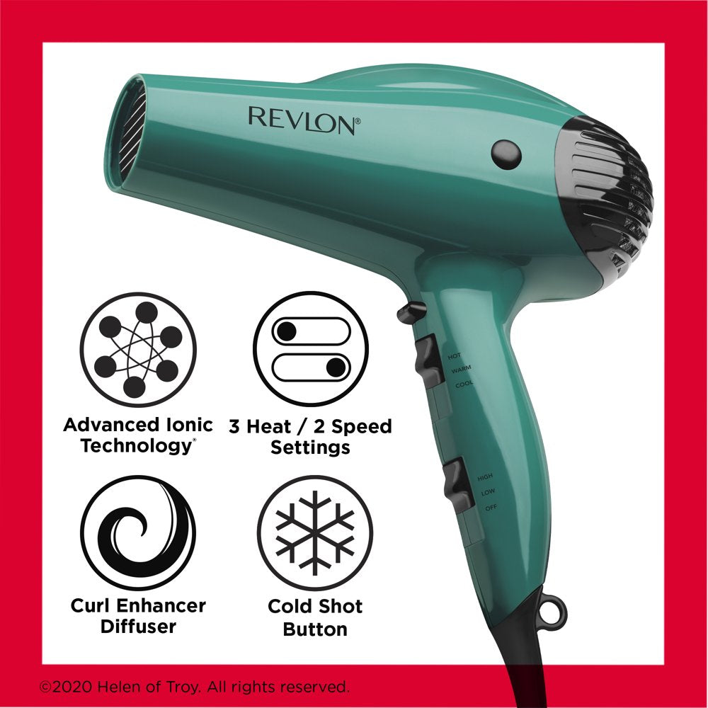 Revlon 1875W IONIC Volume Booster Hair Dryer, Green