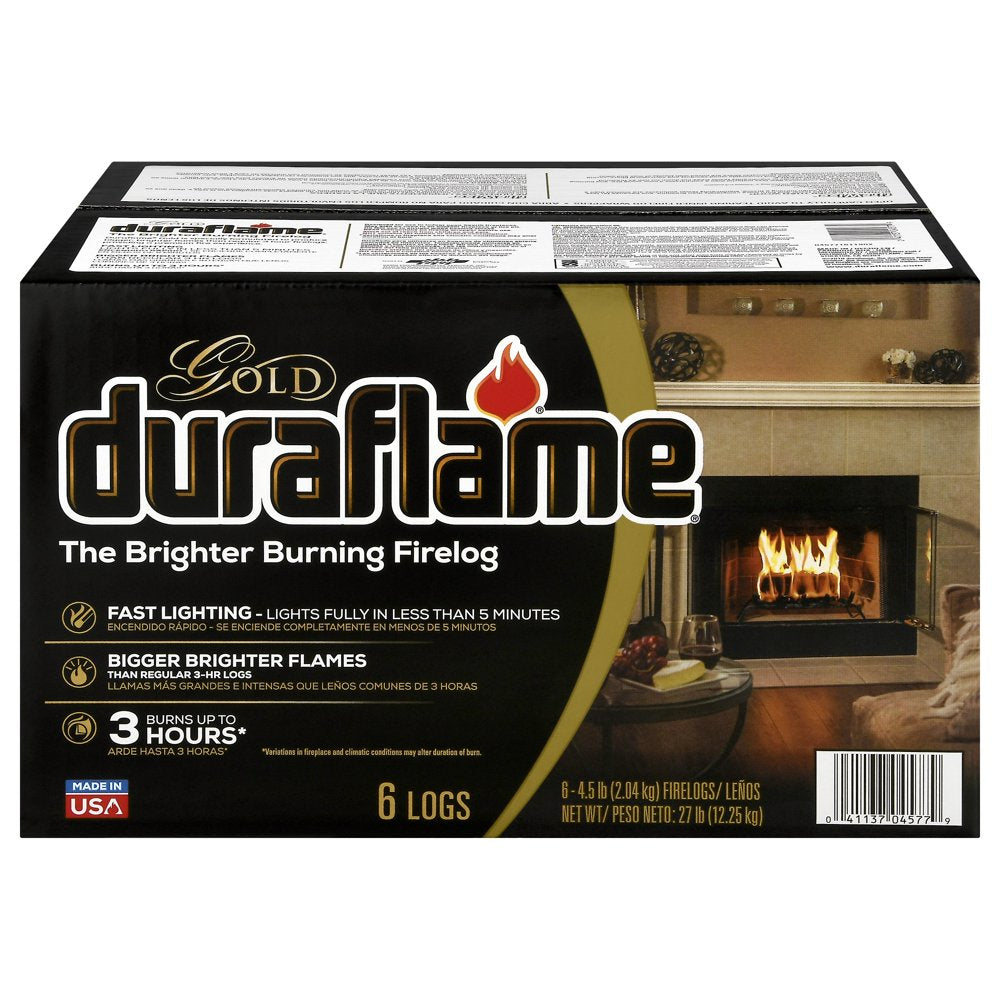 Duraflame Gold Ultra Premium 4.5lb Firelogs, 6-Pack Case, 3 Hour Burn