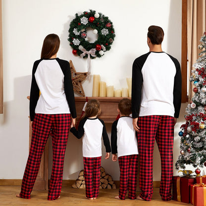 PatPat Christmas Plaid Deer Family Matching Pajamas Sets,Flame Resistant,2-piece,Unisex