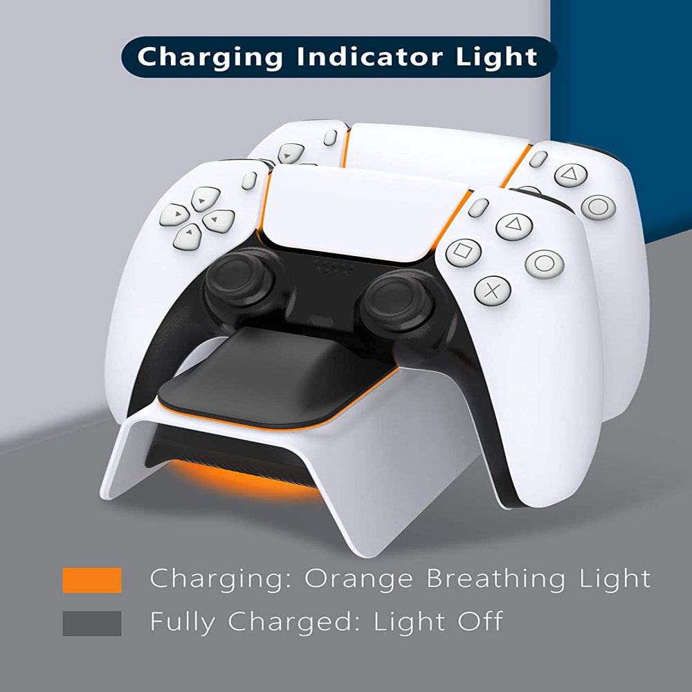 PS5 Controller Charger Station, Fast Charging Dock for PlayStation 5 Dualsense Controllers with Charging Cable and LED Indicator, White