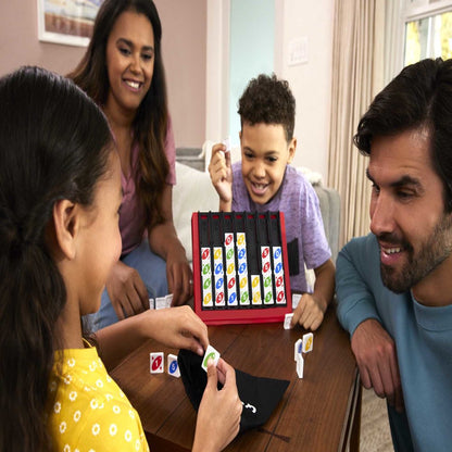 UNO Quatro Game, Adult, Family & Game Night with Colored Tiles & Plastic Game Grid, 2 to 4 Players