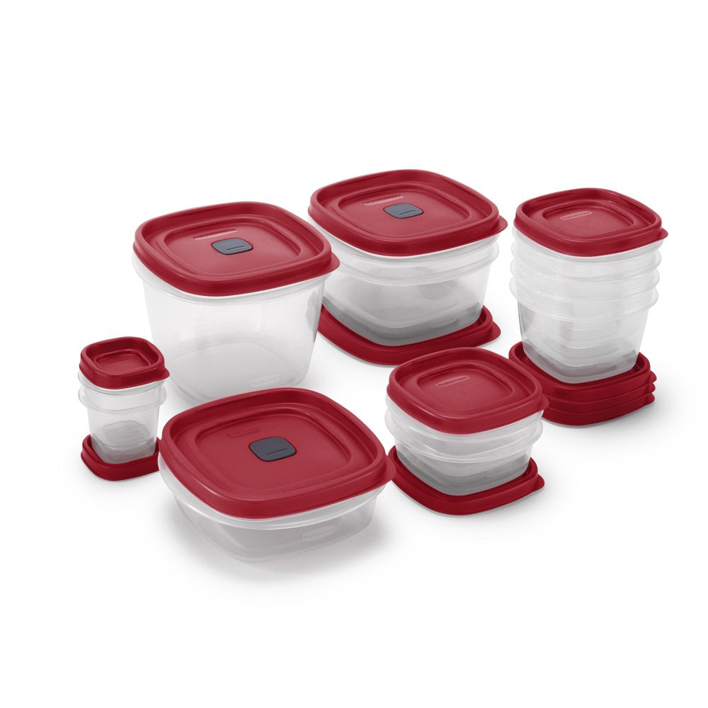 Rubbermaid EasyFindLids 24 Piece Food Storage Containers Variety Set, Red