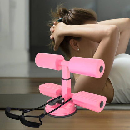 Sit up Bar Floor Suction Abdominal Trainer Sit up Assistant Device for Home Workout Portable Fitness Adjustable Situp Foot Holder Situp Aid Pink with Rope