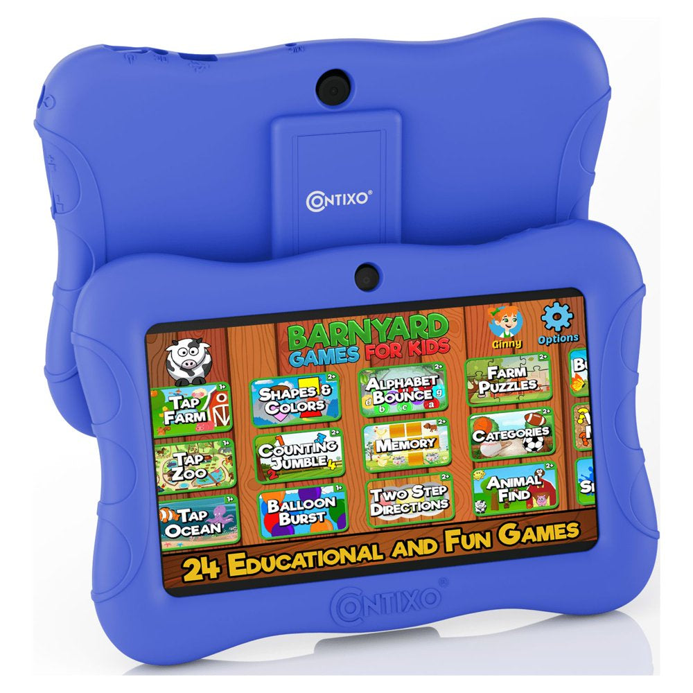 Contixo 7 inch Kids Learning Tablet Bundle - 2GB RAM 32GB Storage, Bluetooth, Android 10, Dual Cameras, Parental Control, Kids Headphone & Tablet Bag - Dark Blue, TC-V93-KB-TB1-DBL