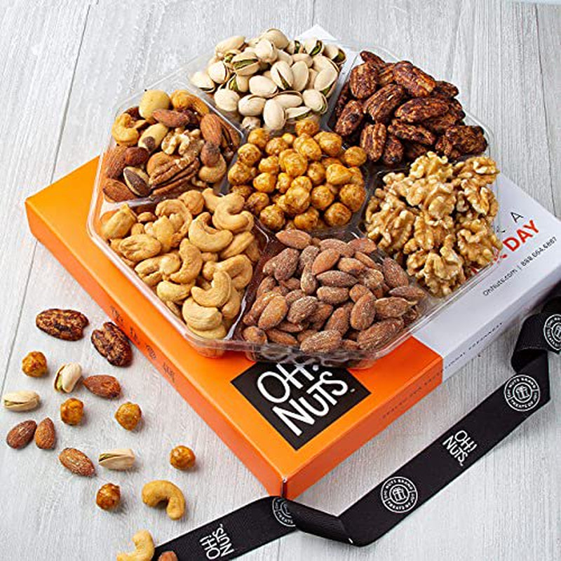 Oh! Nuts Gourmet Gift Box with 7 Variety Roasted Salted Nuts Healthy Snacks, 1.8 lb