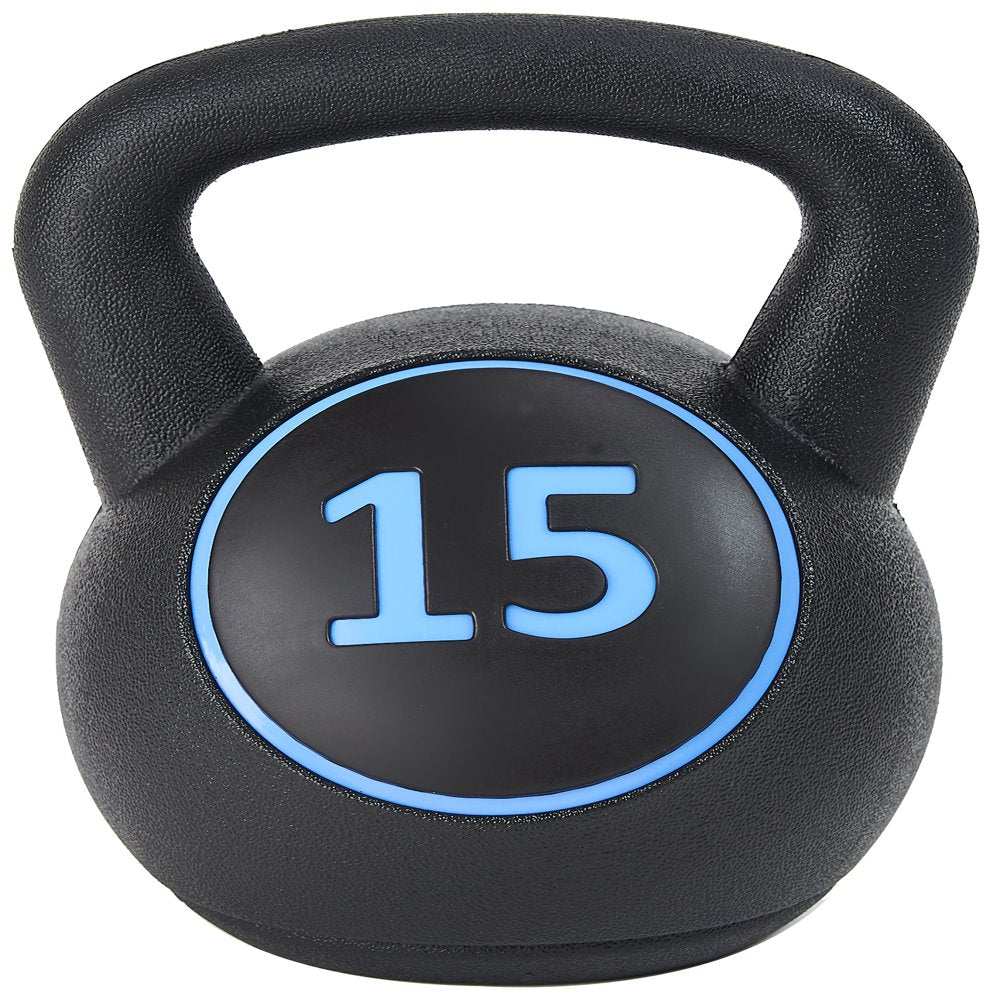 Wide Grip Kettlebell Exercise Fitness Weight Set, 3-Pieces: 5lb, 10lb, and 15lb Kettlebells