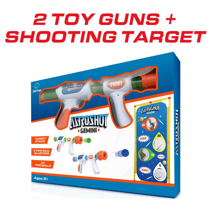 Astroshot Gemini - 2 Ball Popper Blasters Toy with 24 Soft Foam Balls and Standing Target(Unisex)