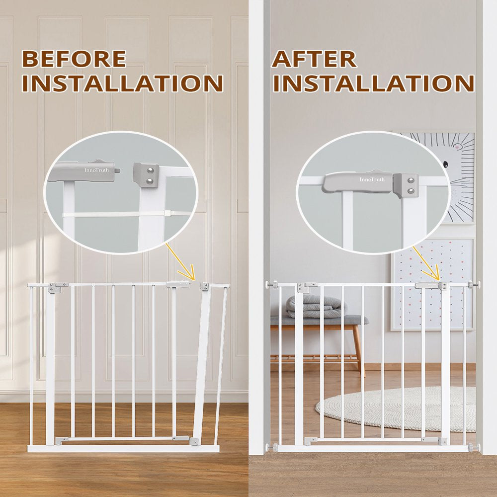 Extra Wide Baby Safety Gate for Stairs and Doorway,28.9-42.1"Wide,30" Tall Pressure Mounted,for ages 6 to 36 months,White