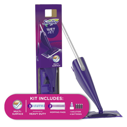 Swiffer WetJet Mop Starter Kit (Spray Mop, 5 Pads, Cleaning Solution)