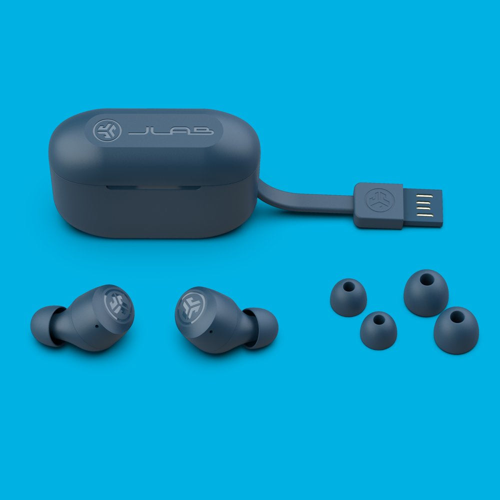 JLab Go Air Pop Bluetooth Earbuds, True Wireless with Charging Case, Blue