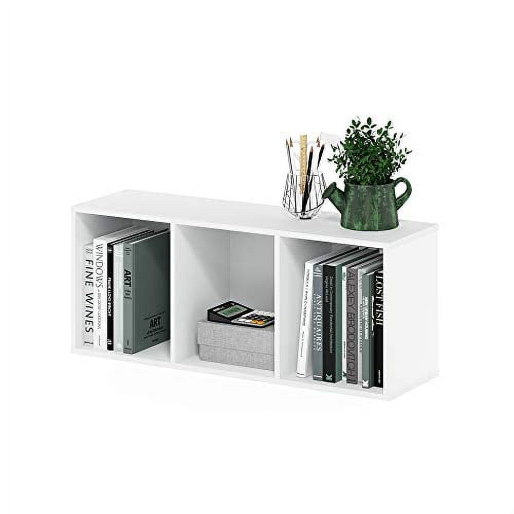 Furinno 11003WH 3 - Tier Open Shelf Bookcase, White Color - 12" W x 31.5" H x 9.3" D