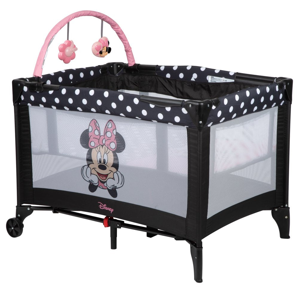 Disney Baby 3D Ultra Baby Play Yard with Bassinet and Toy Bar, Peeking Minnie