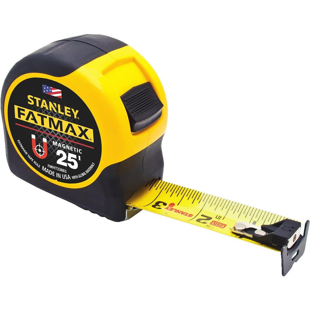 25 ft. L x 1.25" W Magnetic Tape Measure Yellow 1 pk