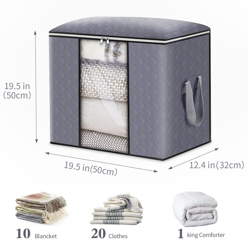 Storage Bags for Clothes, 4PCS Closet Organizers and Storage Bags, 90L Large Capacity Clothing Storage Bags with Clear Window, 3 Layer Fabric Storage Bags for Clothes, Blankets, Comforters and Bedding