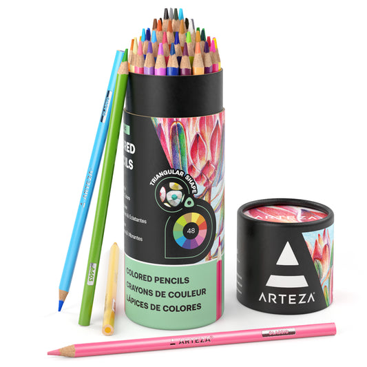 Colored Pencils, Triangle-Shaped, Assorted Colors, Set for Adults Artists - 48 Pack