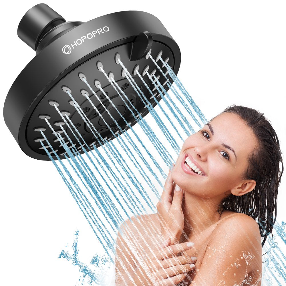 Hopopro Showerhead High Pressure Chrome Shower Head 5 Settings Fixed Showerheads for Bathroom