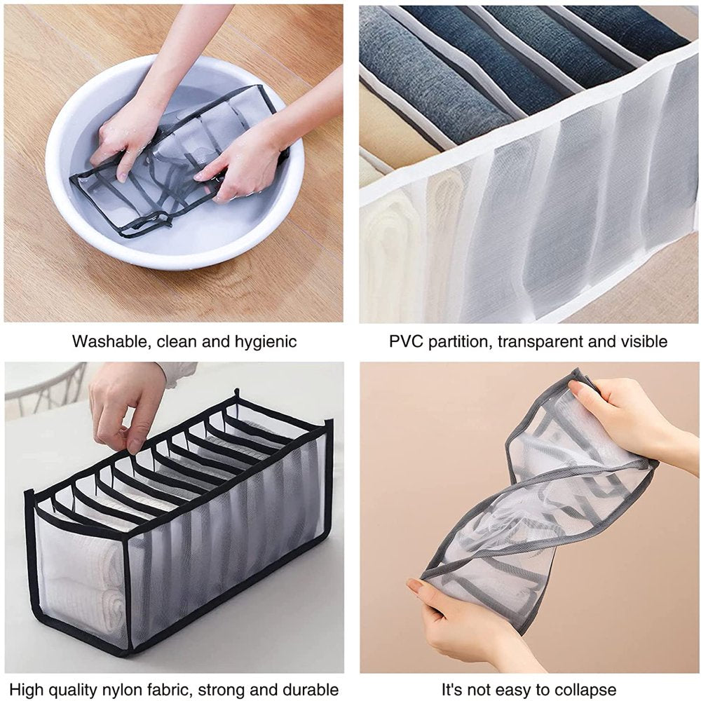 5 PCS Clothes Organizer for Clothes,Drawer Dividers Containers for Wardrobe,Cloth Storage Bins,Washable Foldable Compartment Box for Bedroom Dorm Room,Gray,Storage 5 Pcs