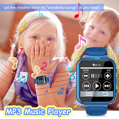 Kids Game Smart Watch for Boys Girls,Smart Wristwatch for Kids with 24 Games 5 Languages 3 Alarms 2 Cameras Music Torch Pedometer Calendar,Best Gifts for Children(Blue)