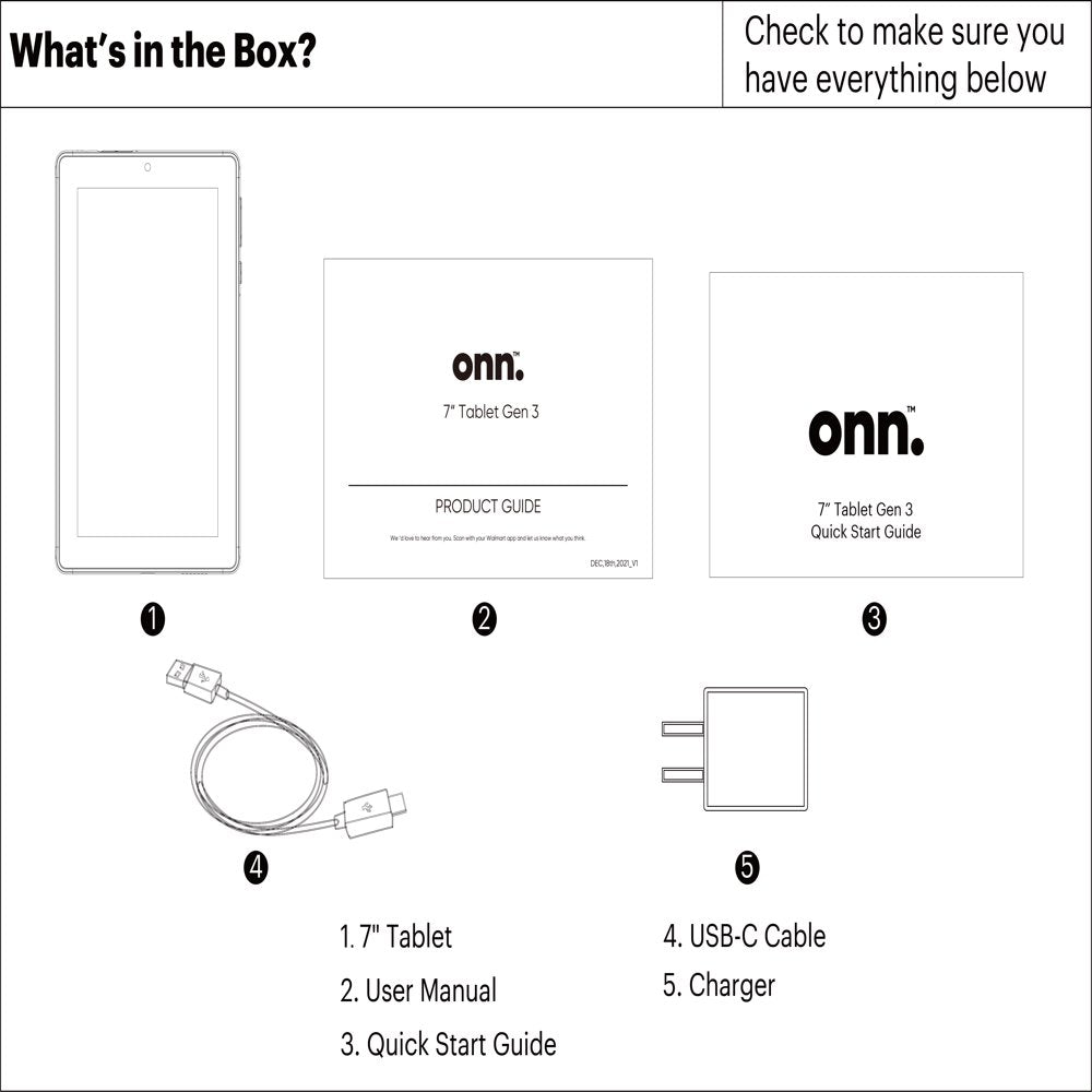 Onn. 7" Tablet, 32GB (2022 Model) - Charcoal