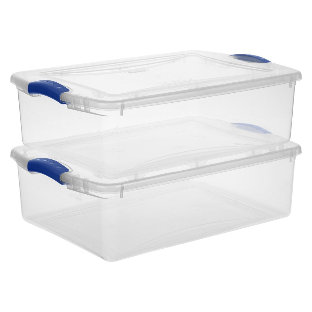 Sterilite 32 Qt. Clear Plastic Latch Box Plastic, Stadium Blue