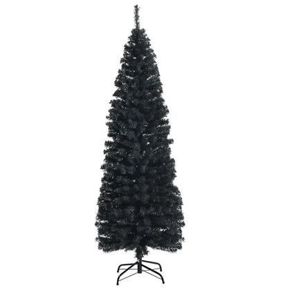 Gymax 6FT Unlit Black Artificial Pencil Tree Christmas Tree w/ 520 PVC Branch Tips