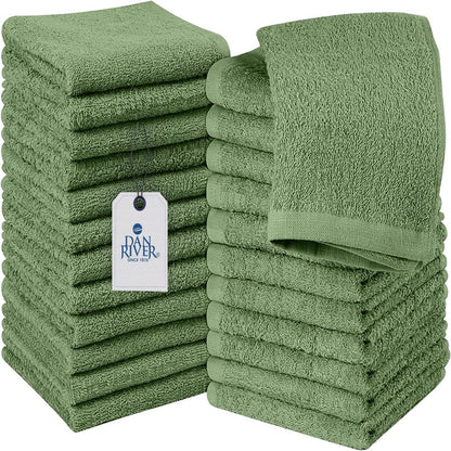 DAN RIVER 100% Cotton Washcloths 24 Pack |Washcloths for Face Soft| Cotton Washcloths Bulk| Essential Wash Cloths for Bathroom| Face Towels Gray| Washcloths 12X12 In| 400 GSM |Face Towel Pack of 24