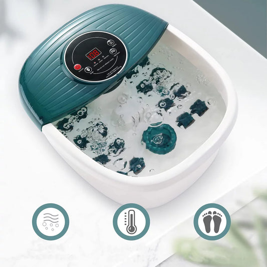 MaxKare Foot Spa Bath Massager with Heat, Bubbles, and Vibration, Digital Temperature Control, 16 Detachable Massage Rollers, Soothe and Comfort Feet