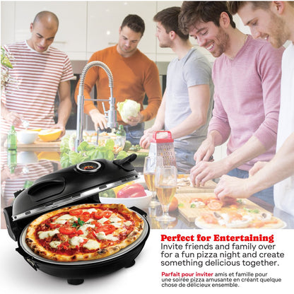 Piezano Pizza Maker 12 inch Pizza Machine Improved Cool-touch Handle Pizza Oven Electric Countertop Oven 12" Indoor Grill/Griddle