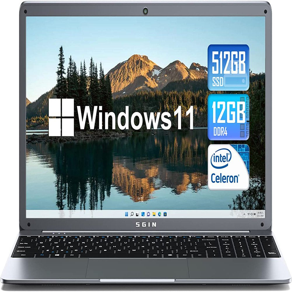 SGIN 15.6Inch Laptop 12GB DDR4 512GB SSD Windows 11 Laptop Computer with Intel Celeron N5095A up to 2.9Ghz Full HD 1920X1080 Laptops Computer