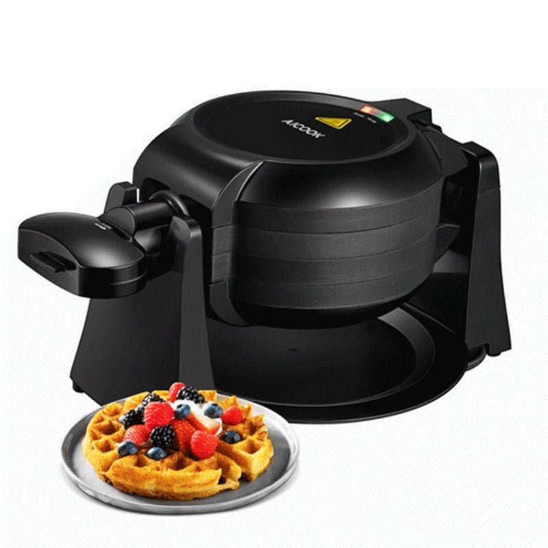 Double Belgian Waffle Maker 180° Flip, 1400W, Nonstick, Black, New, AICOOK