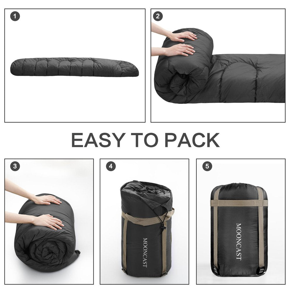 MOONCAST 0 ºC Sleeping Bags, Compression Sack Portable and Lightweight for Camping, Dark Gray