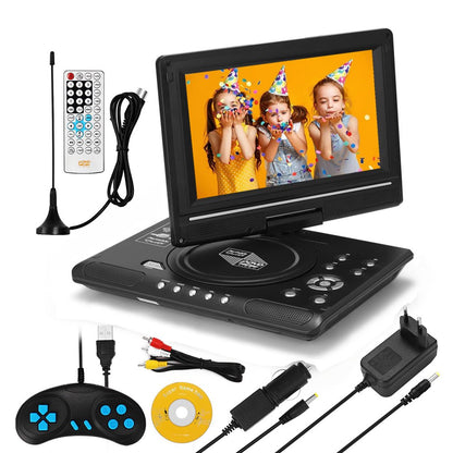 iFanze 9.8" Portable DVD Player with 8.5" HD Swivel Screen, Rechargeable Personal DVD Player with Remote, Support FM Radio, Game Function, Black